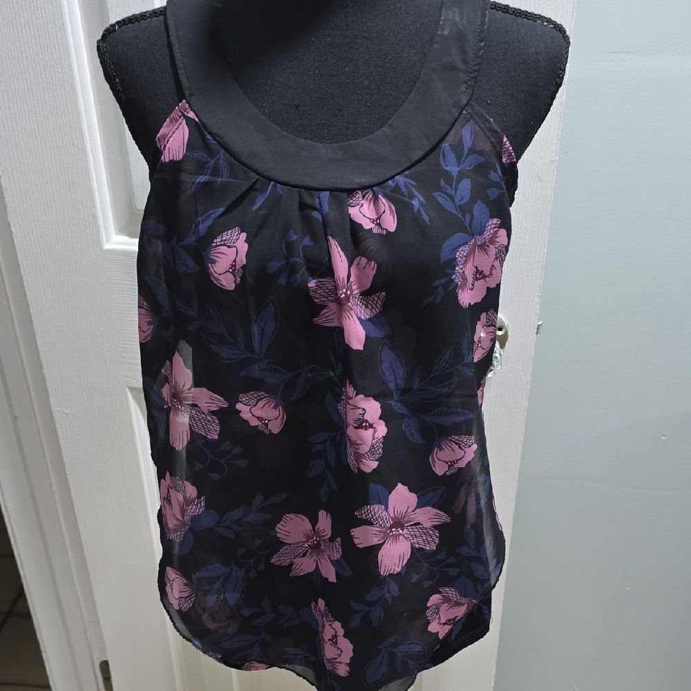 Floral Black and Pink Top